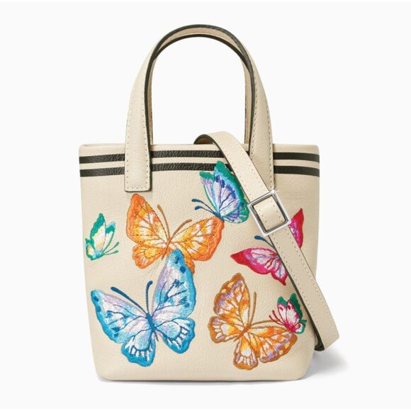 BRIGHTON Hamptons Tillie Mini Tote Embroidered Butterflies H1638M MSRP: $345 NWT